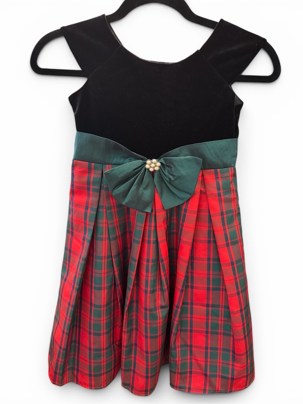 Charter Club Holiday Plaid Bow Dress in Black, Red & Green
